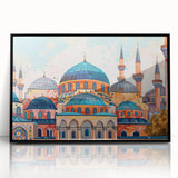 Large abstract wall art of architectural domes in muted gray, framed in black acrylic, suitable for modern art wall decor.