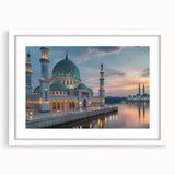 Abstract art print featuring geometric domes in muted gray, ideal for modern dining room decor, framed with a white mat.