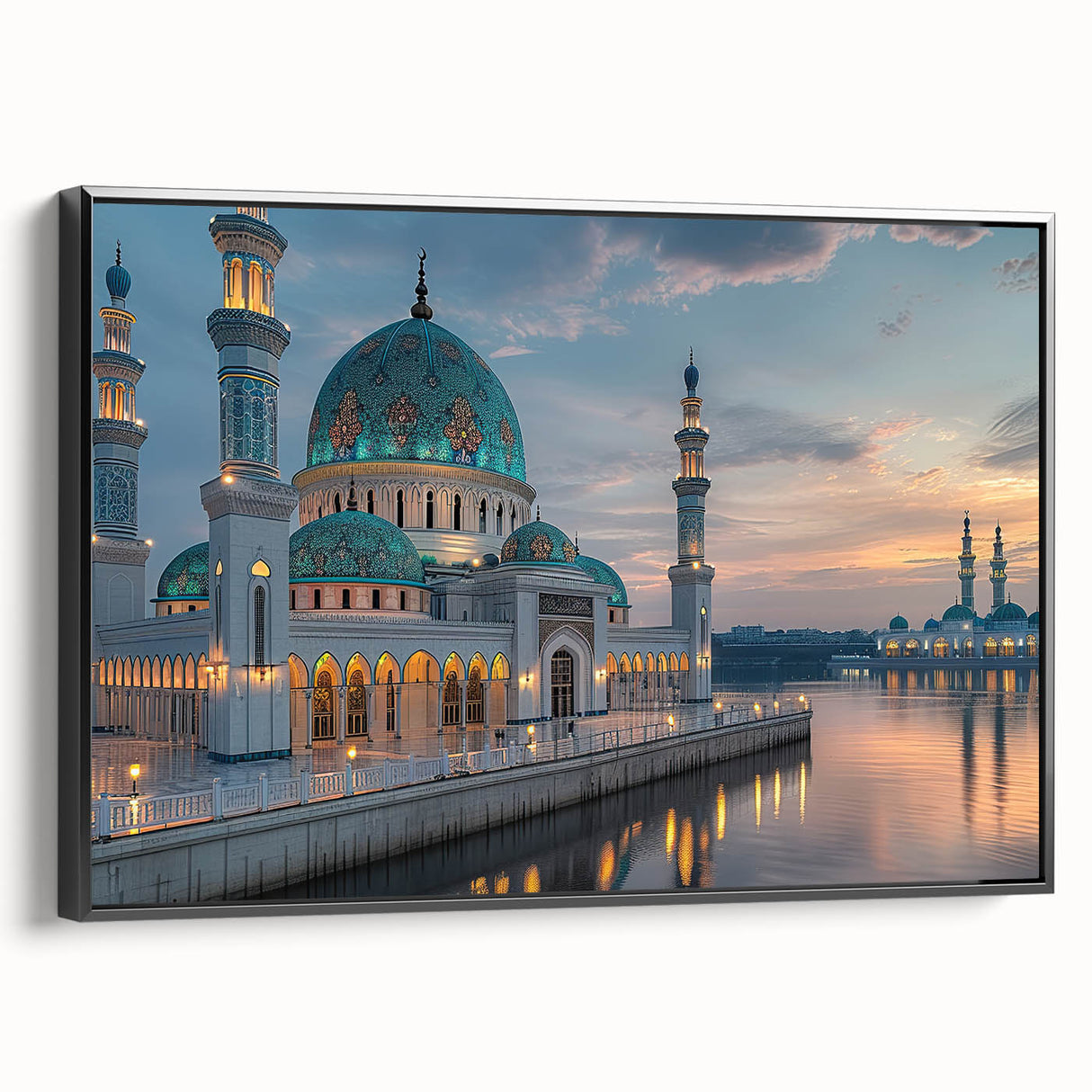 Black and white wall art featuring vintage poster art of architectural domes on framed canvas, ideal for bedroom decor.