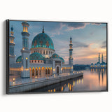 Black and white wall art featuring vintage poster art of architectural domes on framed canvas, ideal for bedroom decor.