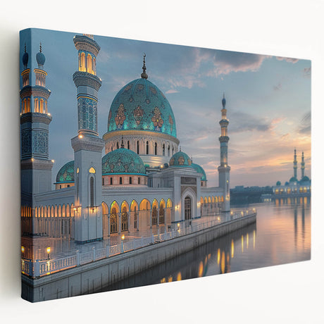 Large art print of architectural domes in muted earth tones on stretched canvas, ideal for kitchen wall art.