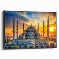 Black and white framed canvas of vintage-style domed architecture, ideal for bedroom wall art.