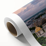 Art Deco poster featuring symmetrical domes in pastel shades, printed on rolled canvas, ideal for nursery wall art.