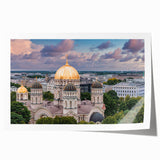 Rolled print of architectural domes in muted earth tones, ideal for art wall dining room or classy bathroom.
