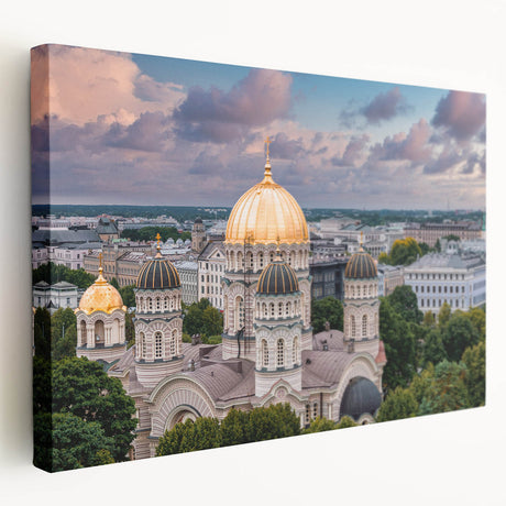 Large art depicting architectural domes in muted beige tones on stretched canvas, ideal for kitchen wall art.