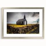 Textured abstract art print featuring silver architectural domes, displayed in a silver frame with mat.