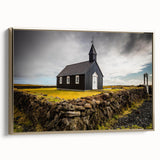 Vintage poster art featuring colorful architecture domes on black framed canvas, ideal for living room decor.