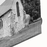 Mid-century modernist large abstract wall art featuring geometric domes in earth tones on acrylic glass.