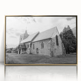 Mid-century modernist architecture with gold domes on a framed acrylic large art print, ideal for modern art wall decor.