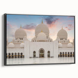 Black and white framed canvas of vintage landscape with architectural domes, ideal for bedroom wall decor.