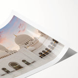 Extra large wall art featuring line art flowers and architectural domes in black and white.