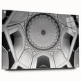 Acrylic glass print of large abstract wall art featuring architectural domes in muted gray tones.