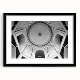 Colorful abstract art prints featuring textured design on domes, in a black frame; ideal for living room decor.