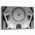 Black and white framed canvas featuring a vintage poster art of architectural domes, ideal for bedroom wall decor.