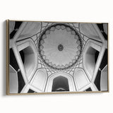 Framed canvas featuring a vintage poster art of architectural domes in black, ideal for bedroom wall decor.