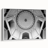 Vintage poster art featuring colorful architecture domes on a large framed canvas, ideal for living room decor.