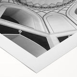 Art deco poster featuring architectural domes in muted gold and blue tones on rolled canvas, suitable for dining room decor.