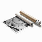 Extra large rolled print featuring a series of architectural domes in muted earth tones, ideal for classy bathroom wall art.