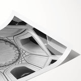 Extra large wall art featuring line art flowers in black on white, rolled canvas, ideal for large living room decor.