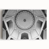 Black and white photo of architectural domes on stretched canvas, ideal for kitchen wall art.
