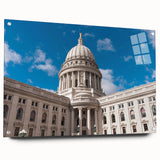 Large abstract wall art featuring interconnected domes in neutral tones on acrylic glass.