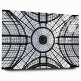 Large abstract wall art featuring architectural domes in muted gray tones on acrylic glass.