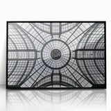 Large abstract wall art featuring black and gray domes in a mid-century modernist style on framed acrylic.