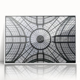 Art deco poster featuring symmetric domes in muted gray on white acrylic, ideal for modern nursery wall decor.