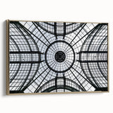 Framed canvas featuring vintage poster art of architectural domes in black, ideal for bedroom wall decor.