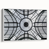 Vintage poster art of colorful architectural domes on a large framed canvas, ideal for living room decor.