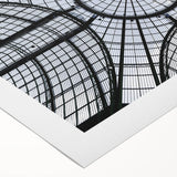 Art deco poster featuring symmetrical domes in muted gold and blue on rolled canvas, suitable for dining room decor.