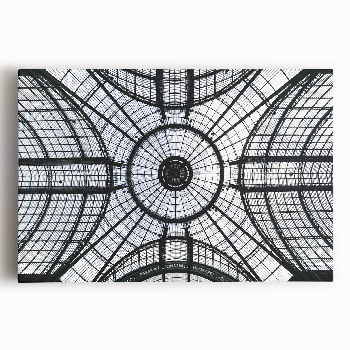 Black and white photo of architectural domes on a large stretched canvas, ideal for kitchen wall art.