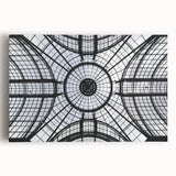 Black and white photo of architectural domes on a large stretched canvas, ideal for kitchen wall art.