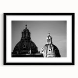 Extra large abstract art print with textured colorful domes, framed in black, suitable for living room decor.