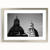 Textured art depicting abstract domes in silver tones on a framed print, suitable for bedroom decor.