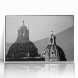 Art deco poster featuring symmetrical domes in muted gold and white tones on a framed acrylic, ideal for nursery wall decor.