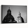 Framed canvas featuring a black and white vintage poster of architectural domes, suitable for bedroom wall decor.