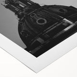 Art Deco poster featuring symmetric domes in muted gold and blue tones on rolled canvas, suitable for dining room wall art.