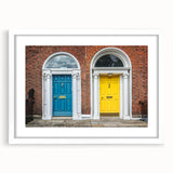 Extra large abstract art print featuring textured patterns in muted earth tones, framed in white.