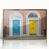 Mid-century modernist art deco poster featuring a geometric gold door design on acrylic, ideal for nursery wall art.