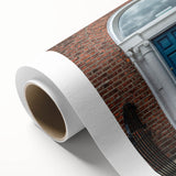 Art Deco poster of a stylized door in muted gold and navy, rolled canvas, ideal for nursery wall art or dining room.