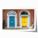 Rolled print of an ornate door design in muted earth tones, suitable for art wall dining room or bathroom.