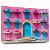 Large abstract wall art on acrylic glass depicting geometric patterns in monochrome.