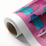 Art deco poster featuring a geometric door design in gold and white, ideal for nursery wall art, on rolled canvas.