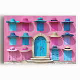 Black and white photo of an ornate door on stretched canvas, ideal for kitchen wall art.