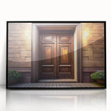 Large abstract wall art featuring geometric shapes in black and white, framed in black acrylic.