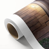 Art Deco poster of a stylized door design in bold black and gold, printed on rolled canvas, ideal for nursery wall art.