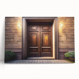 Large black and white photo of an ornate door on stretched canvas, ideal for kitchen wall art or bedroom decor.