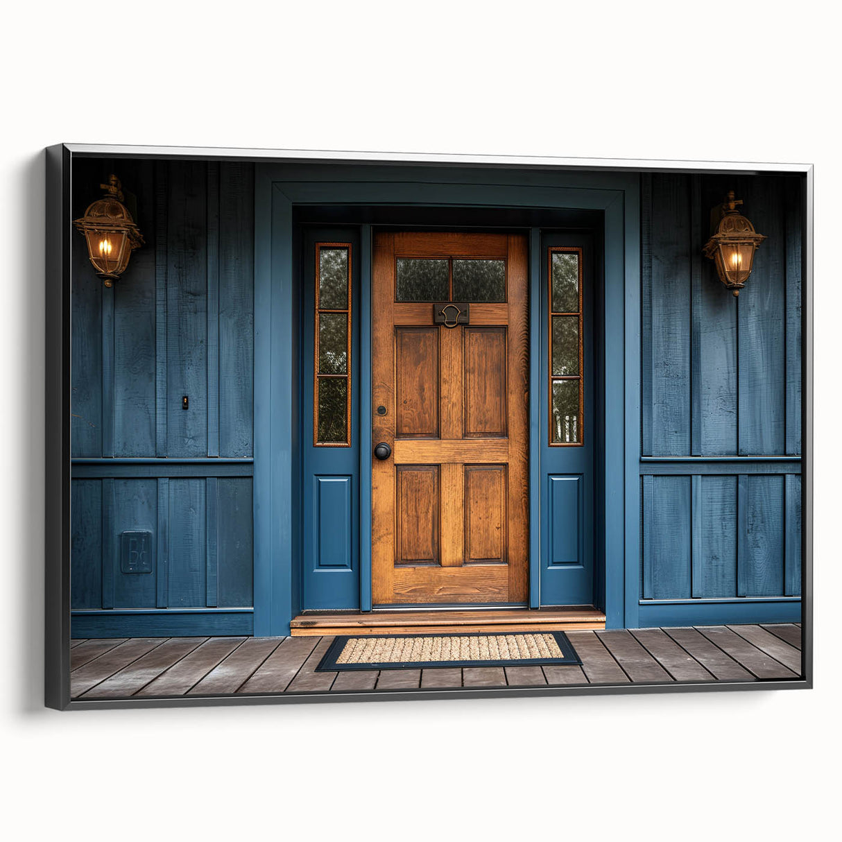 Black and white framed canvas featuring a vintage poster art of an architectural door design, ideal for bedroom wall decor.
