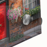 Mid-century modernist large abstract wall art on acrylic glass featuring geometric shapes in neutral and earth tones.